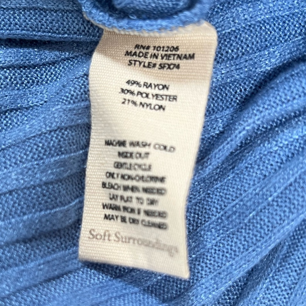 Soft Surroundings Santiago Ribbed Maxi Dress Light Blue Short Sleeve Textured 1X - Picture 6 of 6